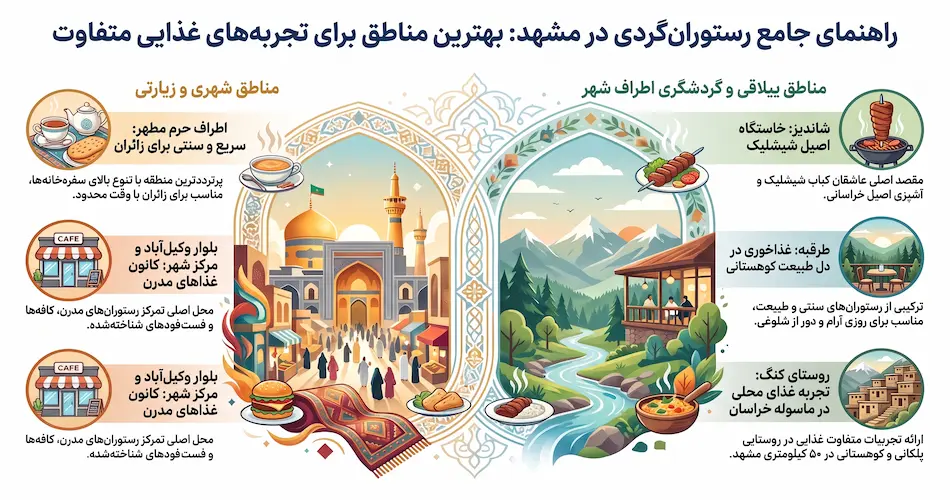 مناطق برتر مشهد برای تجربه رستوران گردی