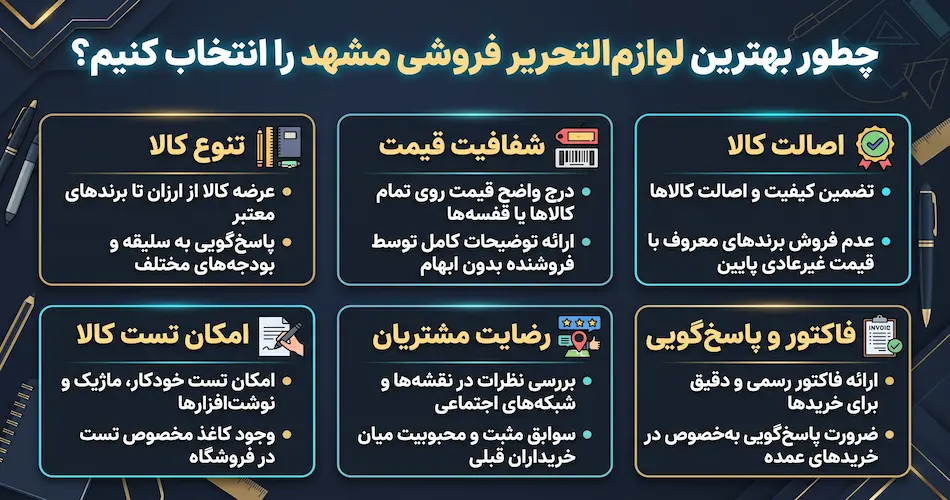 بهترین لوازم التحریر فروشی مشهد را چطور انتخاب کنیم؟
