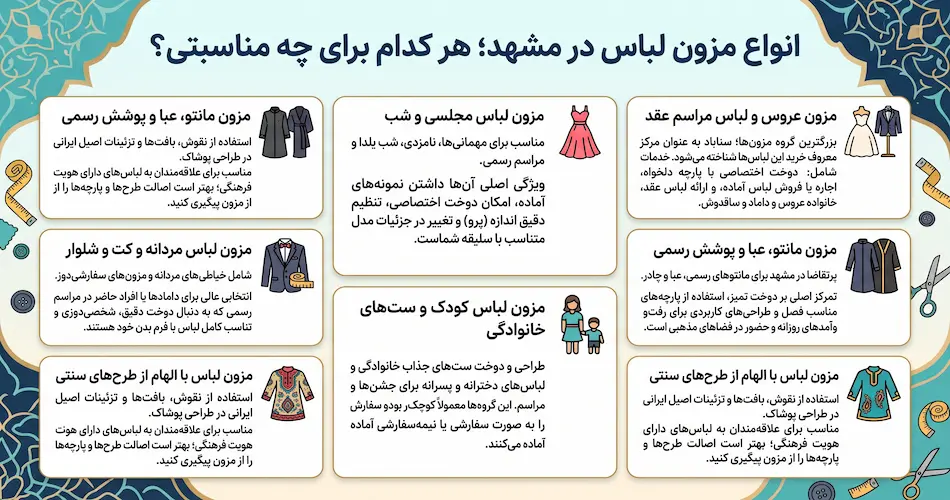 انواع مزون لباس در مشهد؛ هر کدام برای چه مناسبتی؟